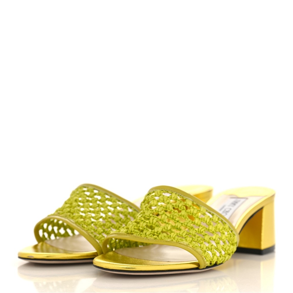 JIMMY CHOO Woven Raffia Minea 45 Sandals size 38 STUNNING